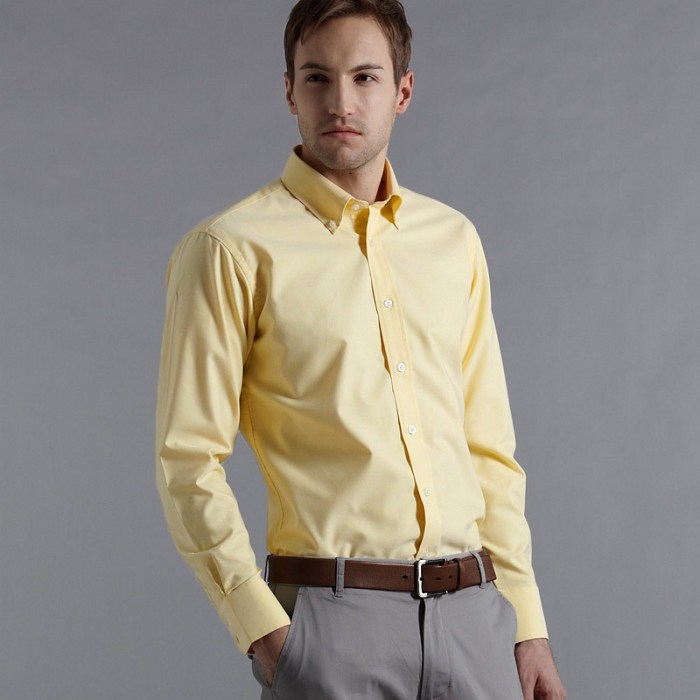 Pale yellow mens dress shirt