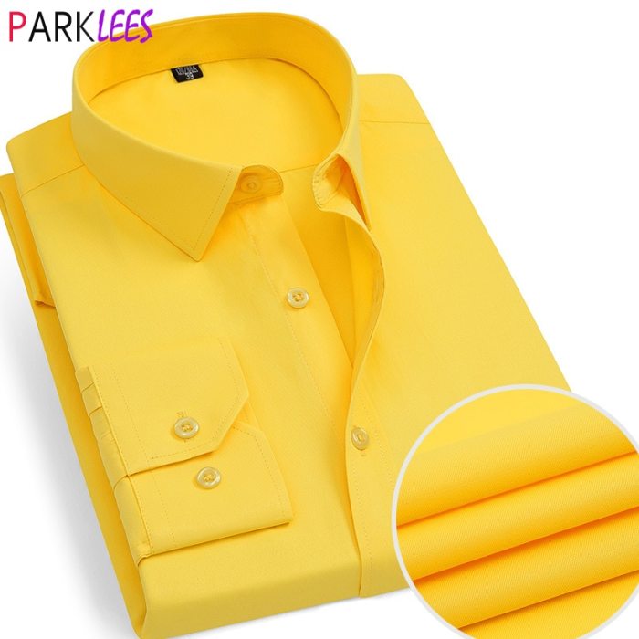 Pale yellow mens dress shirt