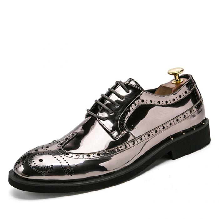 Shiny silver mens dress shoes